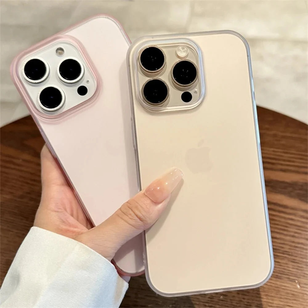 Soft Matte Candy Transparent Phone Case | Shockproof Silicone Bumper Cover for iPhone 11 to 16 Series