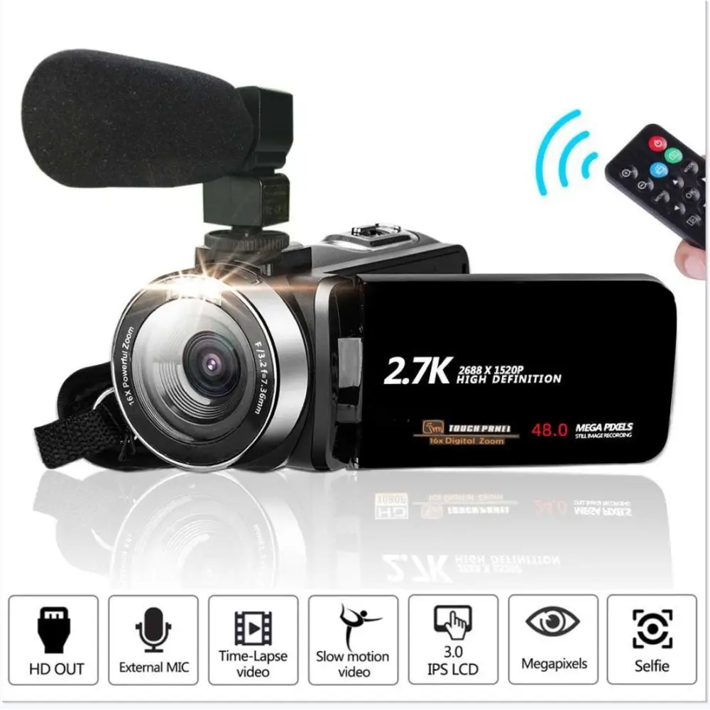 Standard Black English 2.7K HD Digital Camcorder DV06S