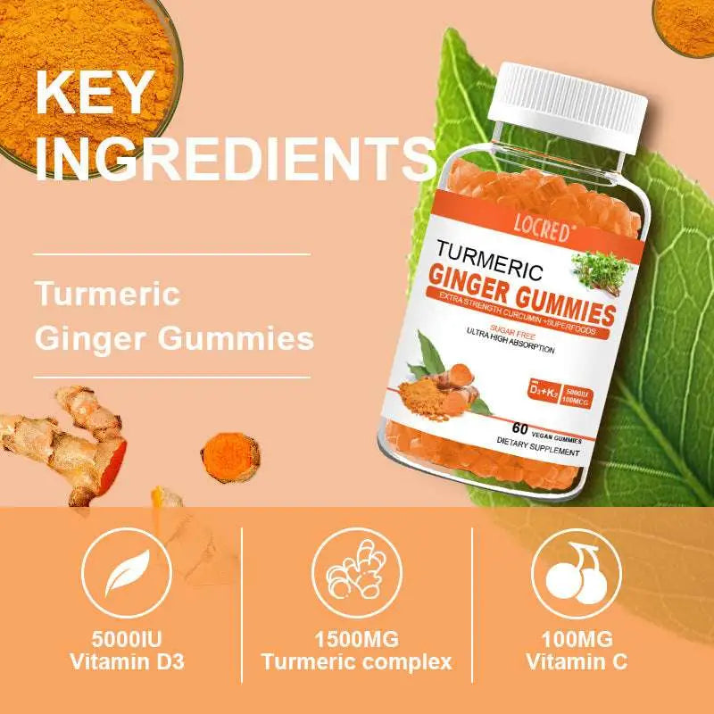 Sugar Free Vegan Turmeric Ginger Soft Candy Gummies