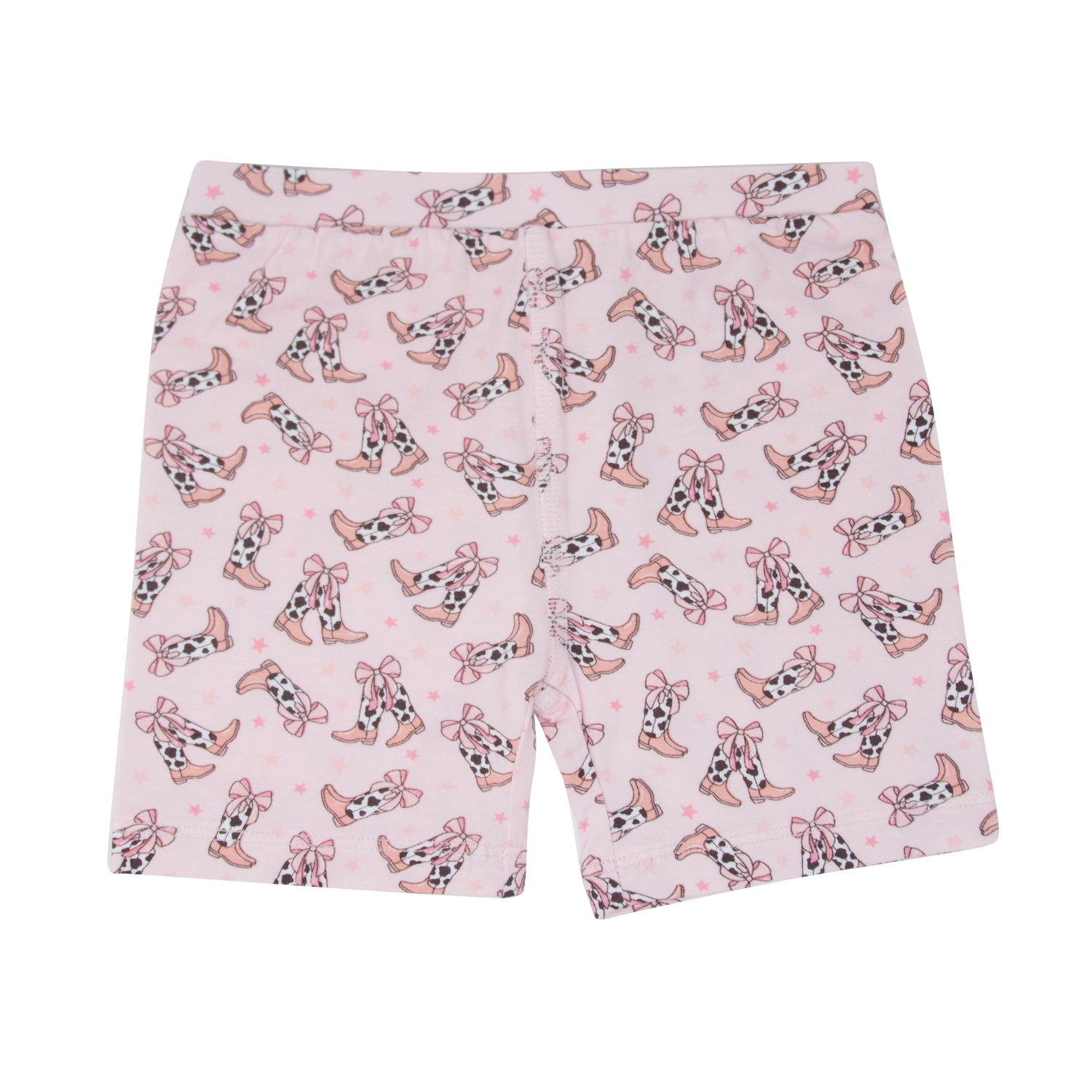 Girls' pink pajama shorts with rabbit and bow allover print
