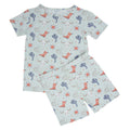 Boys western pajama set, light blue shirt and shorts with cowboy boot and cactus print