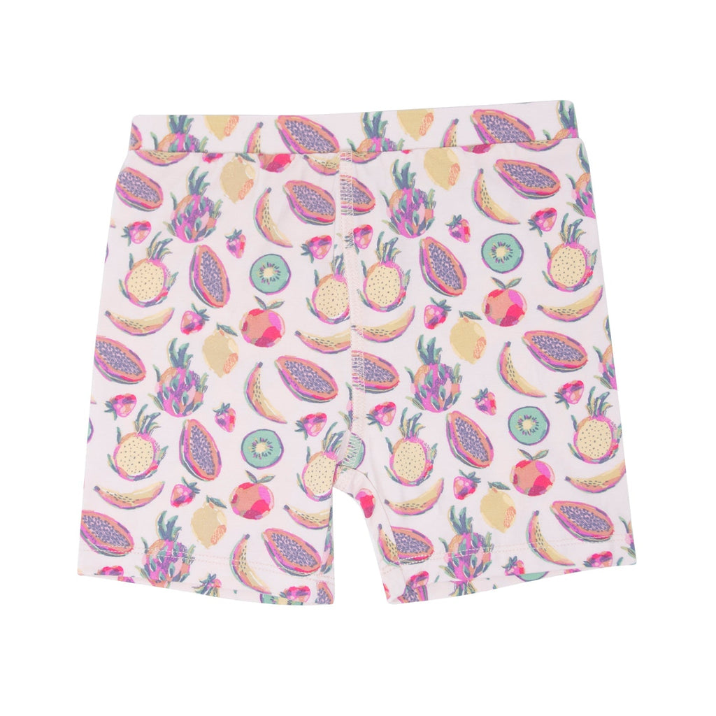 Girls’ tropical fruit pajama shorts with elastic waistband and all-over print
