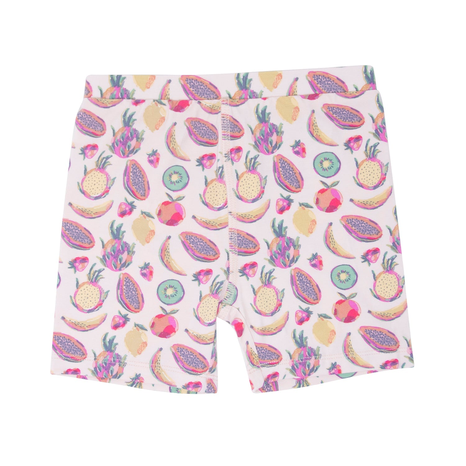 Girls’ tropical fruit pajama shorts with elastic waistband and all-over print