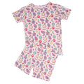 Girls’ tropical fruit pajama set with short-sleeve top and matching shorts