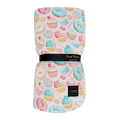 Kids cloud blanket with pastel cupcake and ice cream print, Sweet Bamboo label