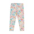Classic leggings with pastel candy and cupcake print, full-length