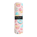 Sweet Tooth swaddle blanket with pastel cupcakes and ice cream prints