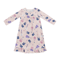 Girls boho dress in light pink with long sleeves and guitar print