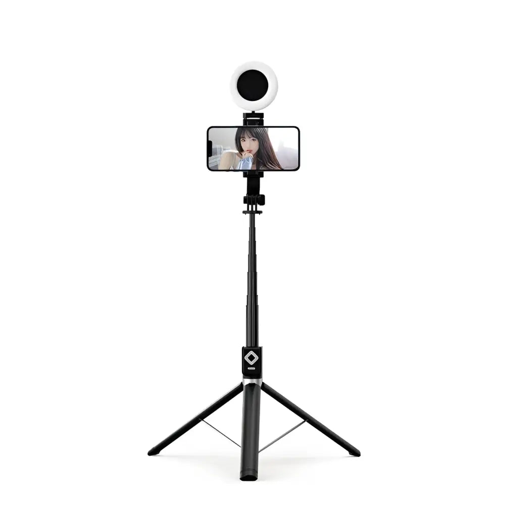 T11 Rechargeable Black Selfie Stick with Ring Light