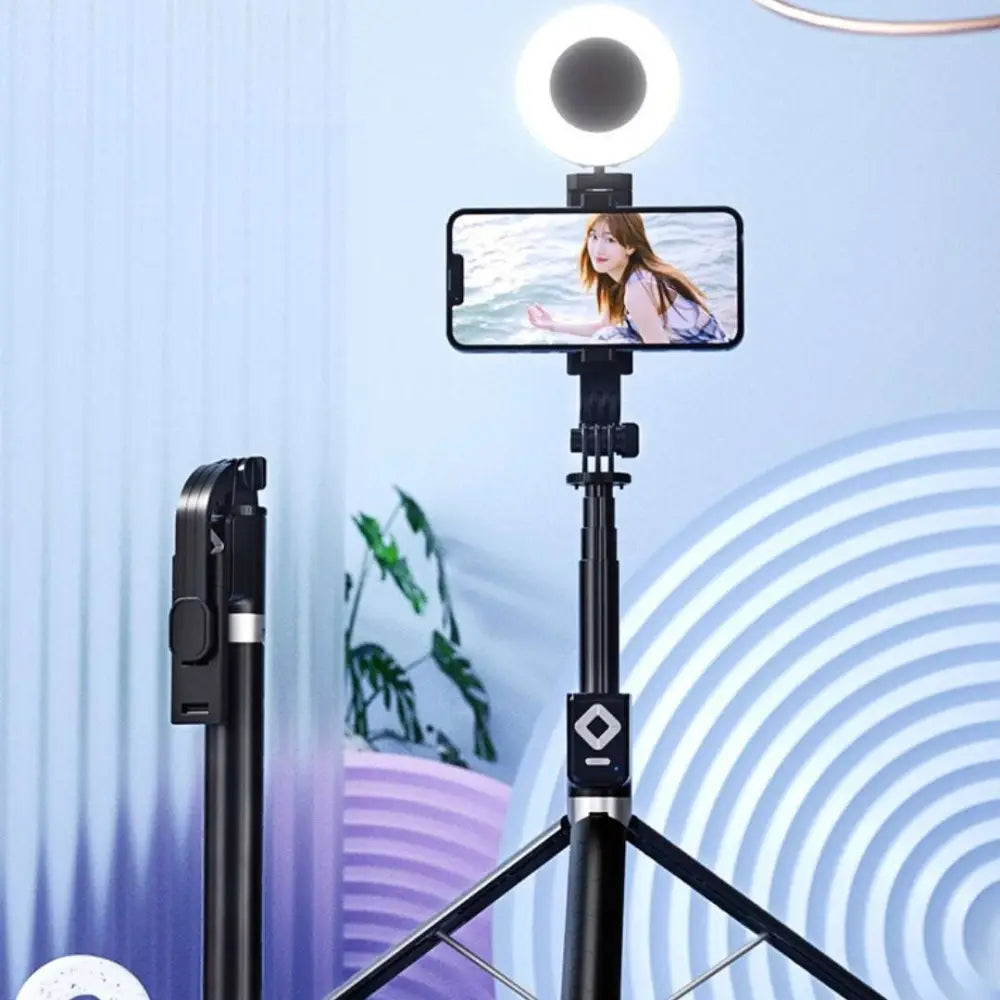 T11 Rechargeable Black Selfie Stick with Ring Light