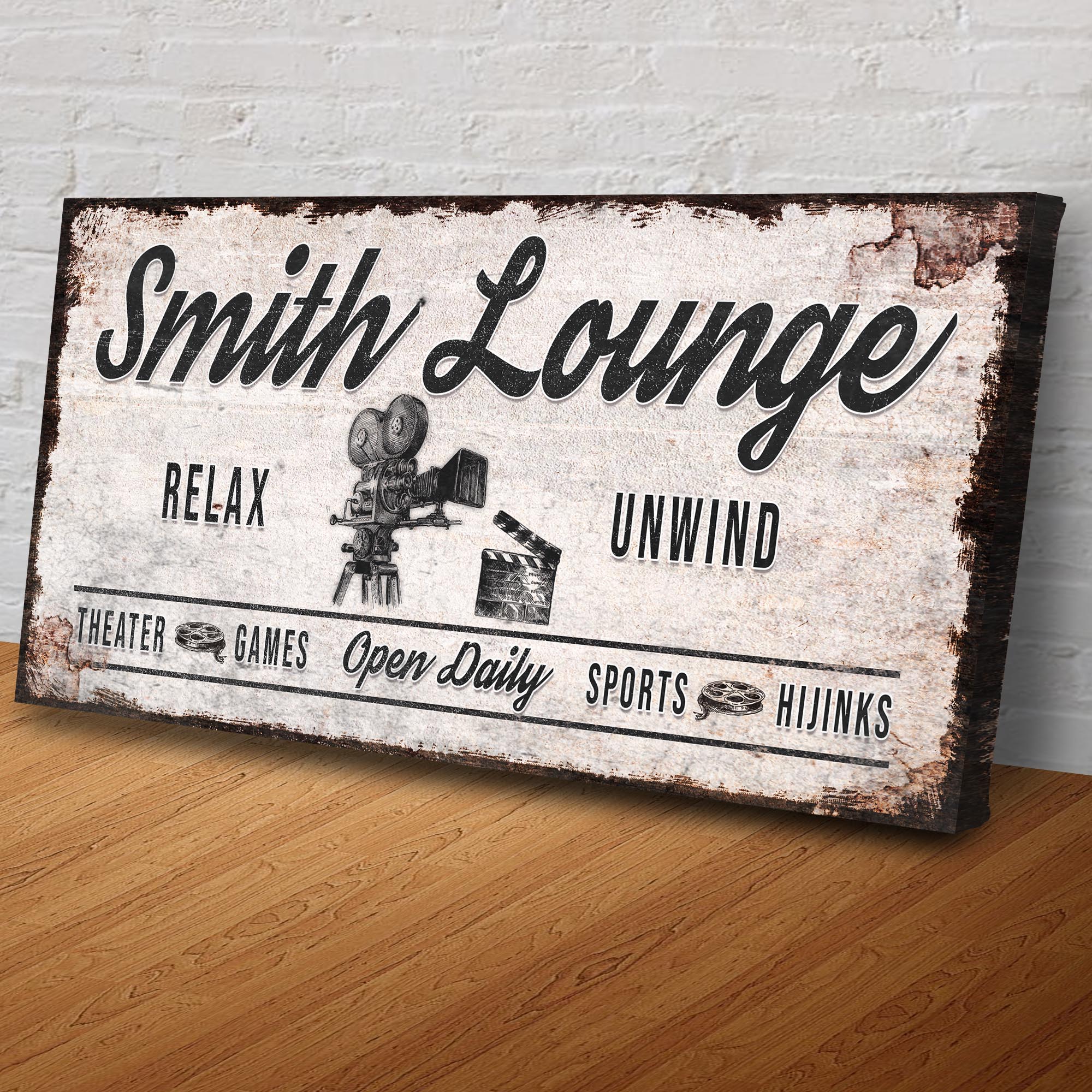 Relax Unwind Theatre Lounge Sign