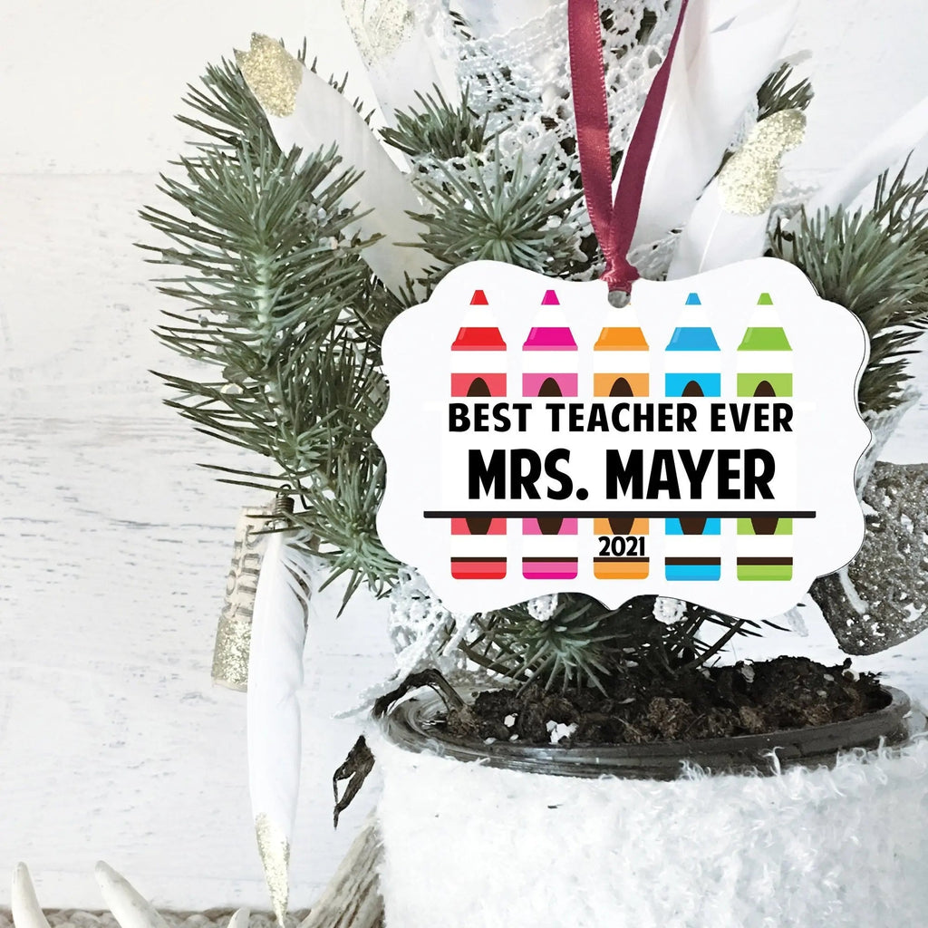 Teacher Christmas ornament: 'Best Teacher Ever' for Mrs. Mayer, year 2021