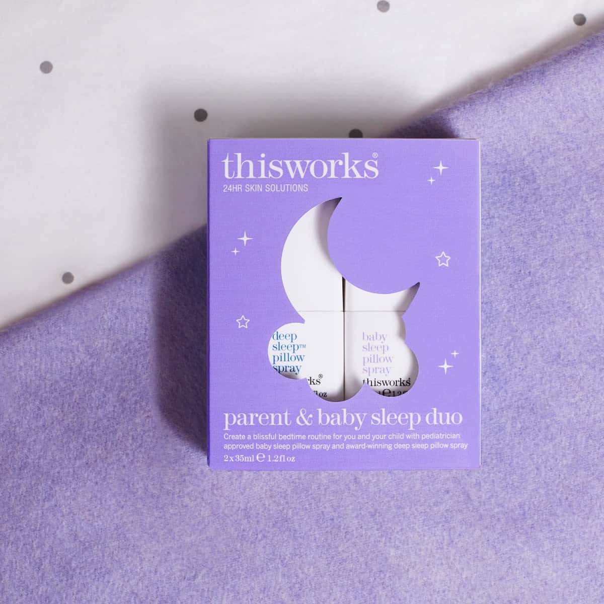 thisworks parent & baby sleep duo kit box with moon graphic