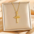Titanium Steel Double Ring Zircon Pendant Necklace
