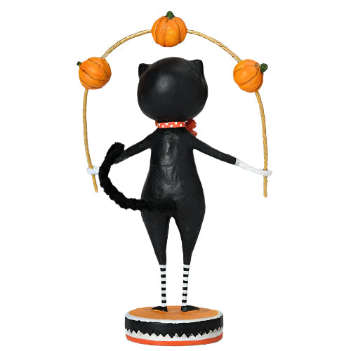 Toss a Jack Cat Halloween Figurine by Lori Mitchell — 7-Inch Folk Art Poly Resin Collectible