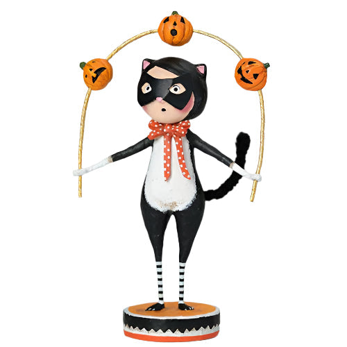 Toss a Jack Cat Halloween Figurine by Lori Mitchell — 7-Inch Folk Art Poly Resin Collectible