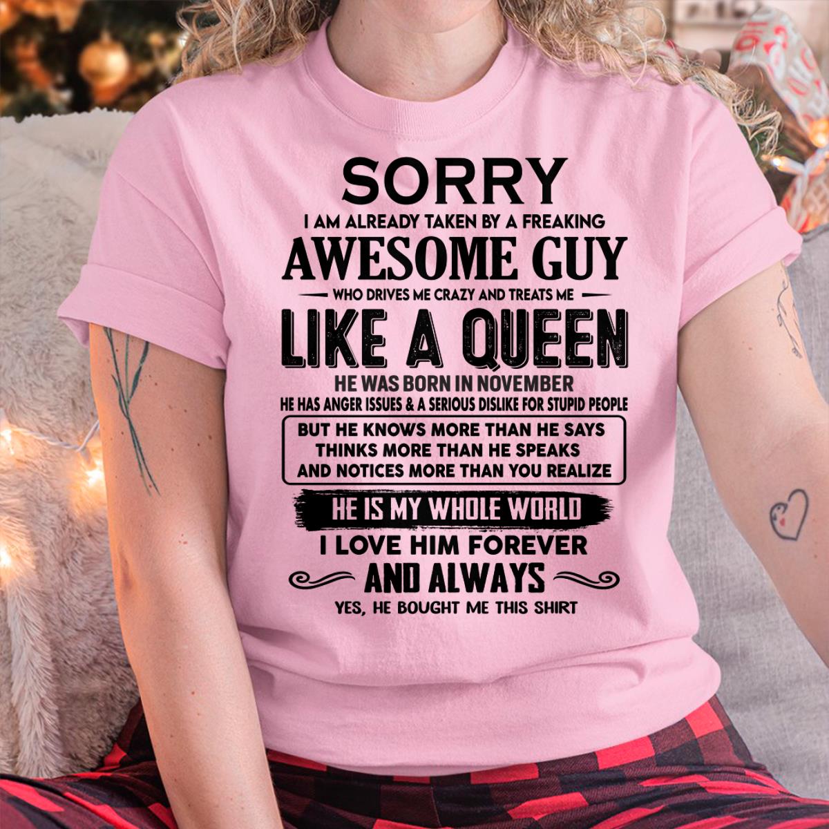 November - Sorry I am already taken by a freaking awesome guy - Gift for Wife From Husband - NGHL11 (SKU-SRG-11)