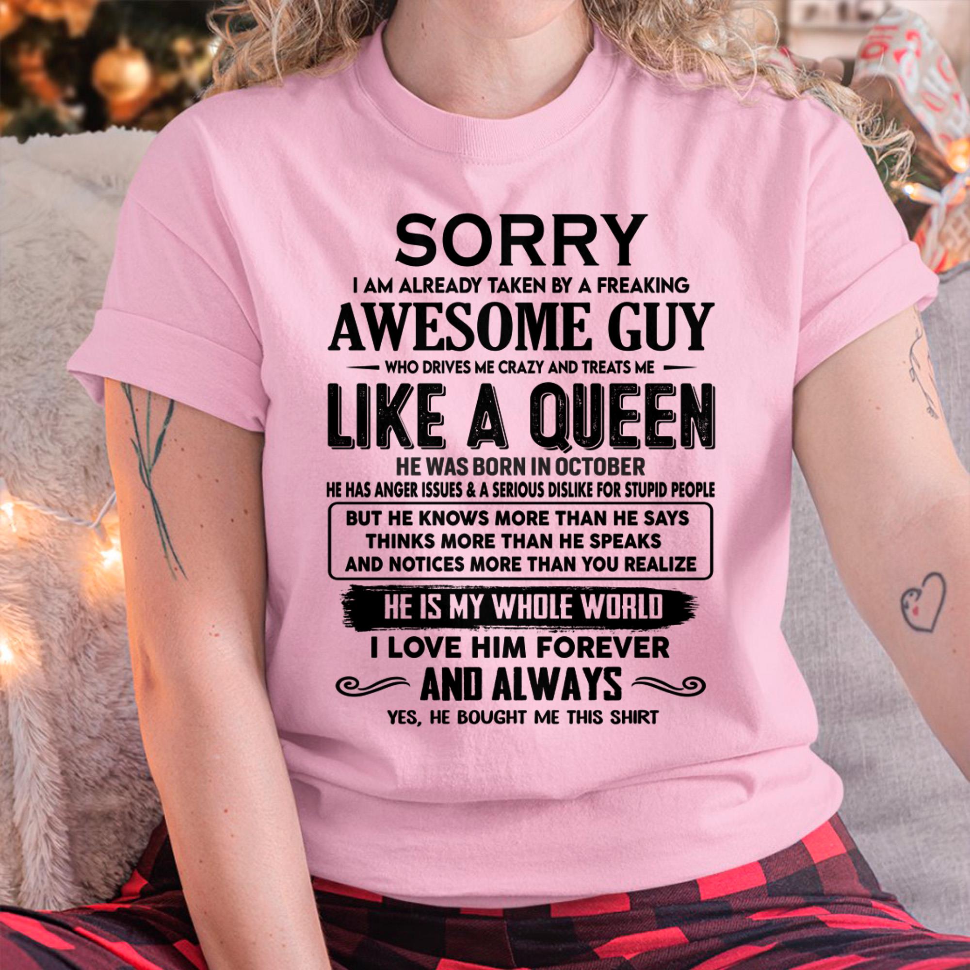 October - Sorry I am already taken by a freaking awesome guy - Gift for Wife From Husband - NGHL10 (SKU-SRG-10)