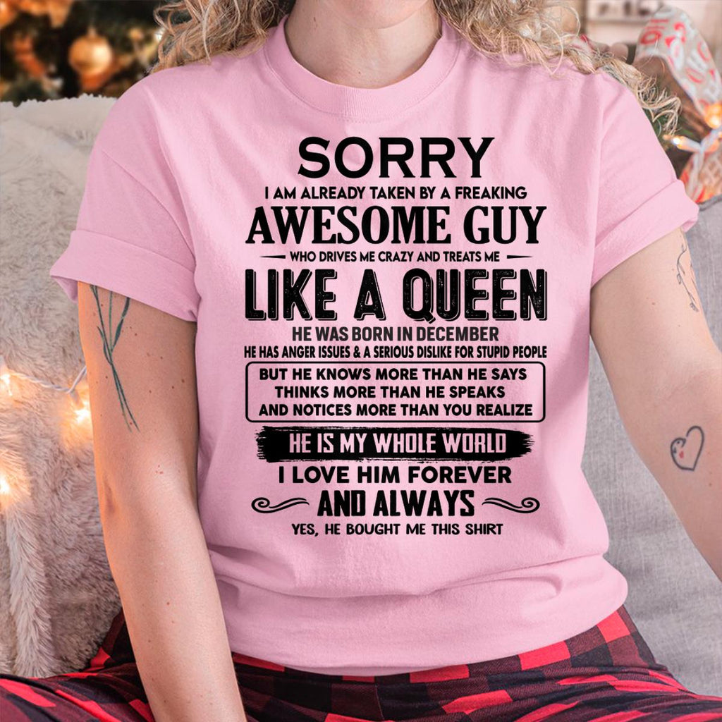 December - Sorry I am already taken by a freaking awesome guy - Gift for Wife From Husband - NGHL12 (SKU-SRG-12)