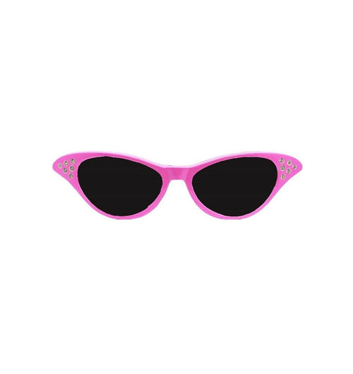 Pink rhinestone cat-eye sunglasses with dark lenses