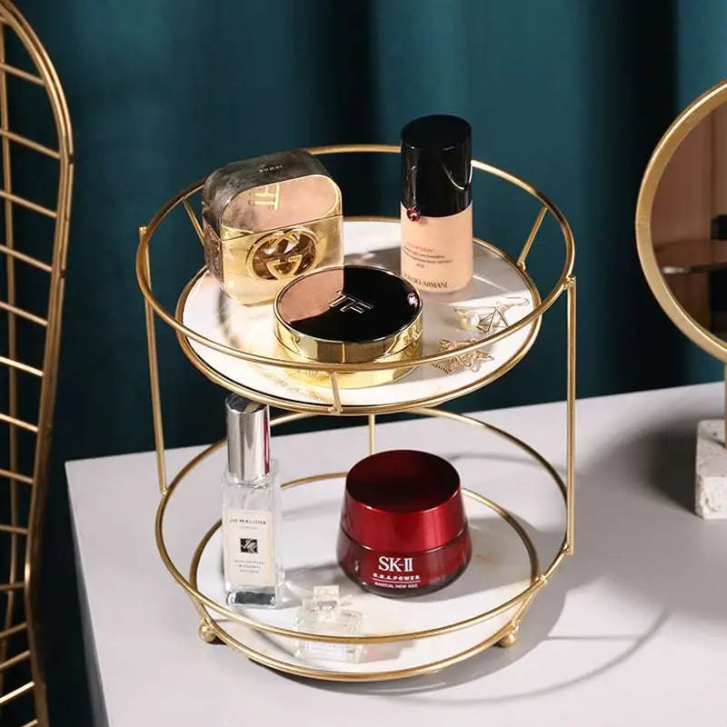 Two Tier Gold Dressing Table Finishing Rack