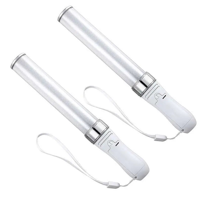 Two White LED Glow Stick Lights with Wrist Straps
