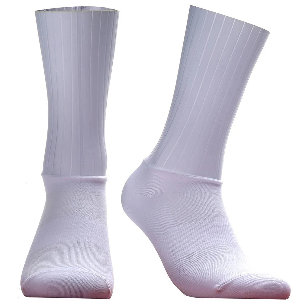 Unisex Anti-Slip Aero Cycling Socks | Silicone-Striped Knee-High Sports Socks
