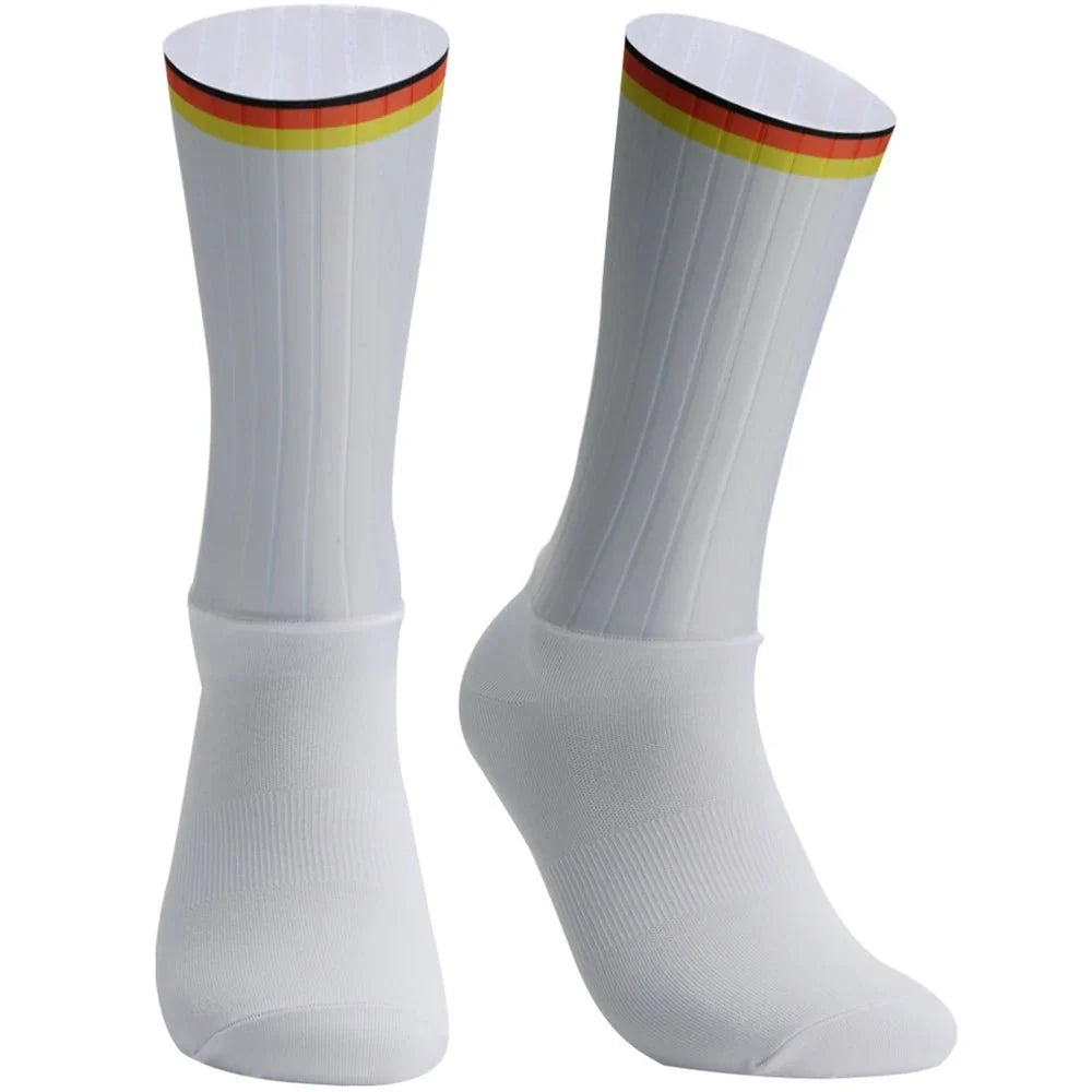 Unisex Anti-Slip Aero Cycling Socks | Silicone-Striped Knee-High Sports Socks