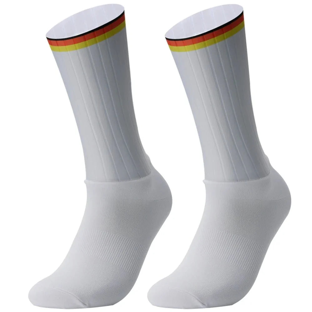Unisex Anti-Slip Aero Cycling Socks | Silicone-Striped Knee-High Sports Socks