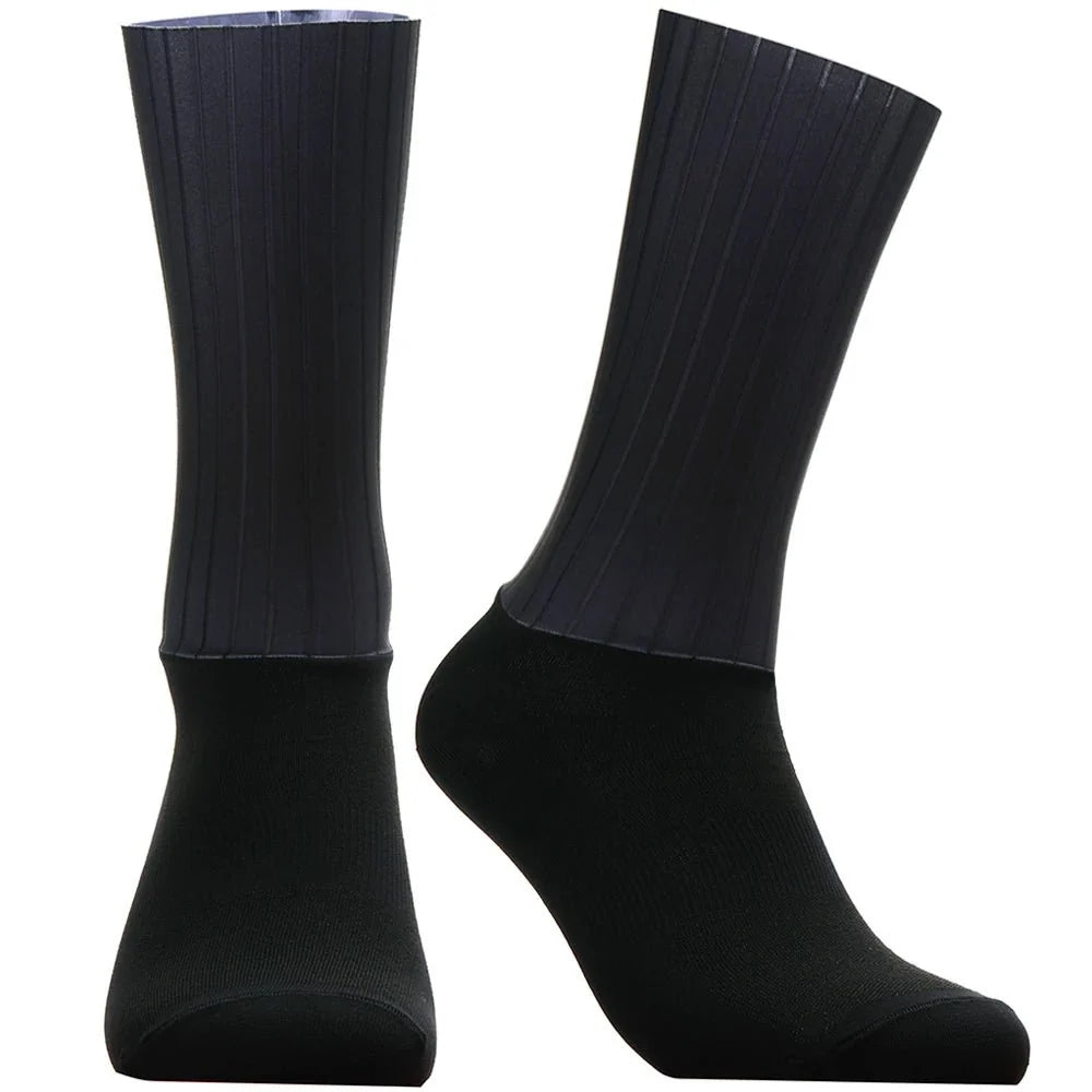 Unisex Anti-Slip Aero Cycling Socks | Silicone-Striped Knee-High Sports Socks