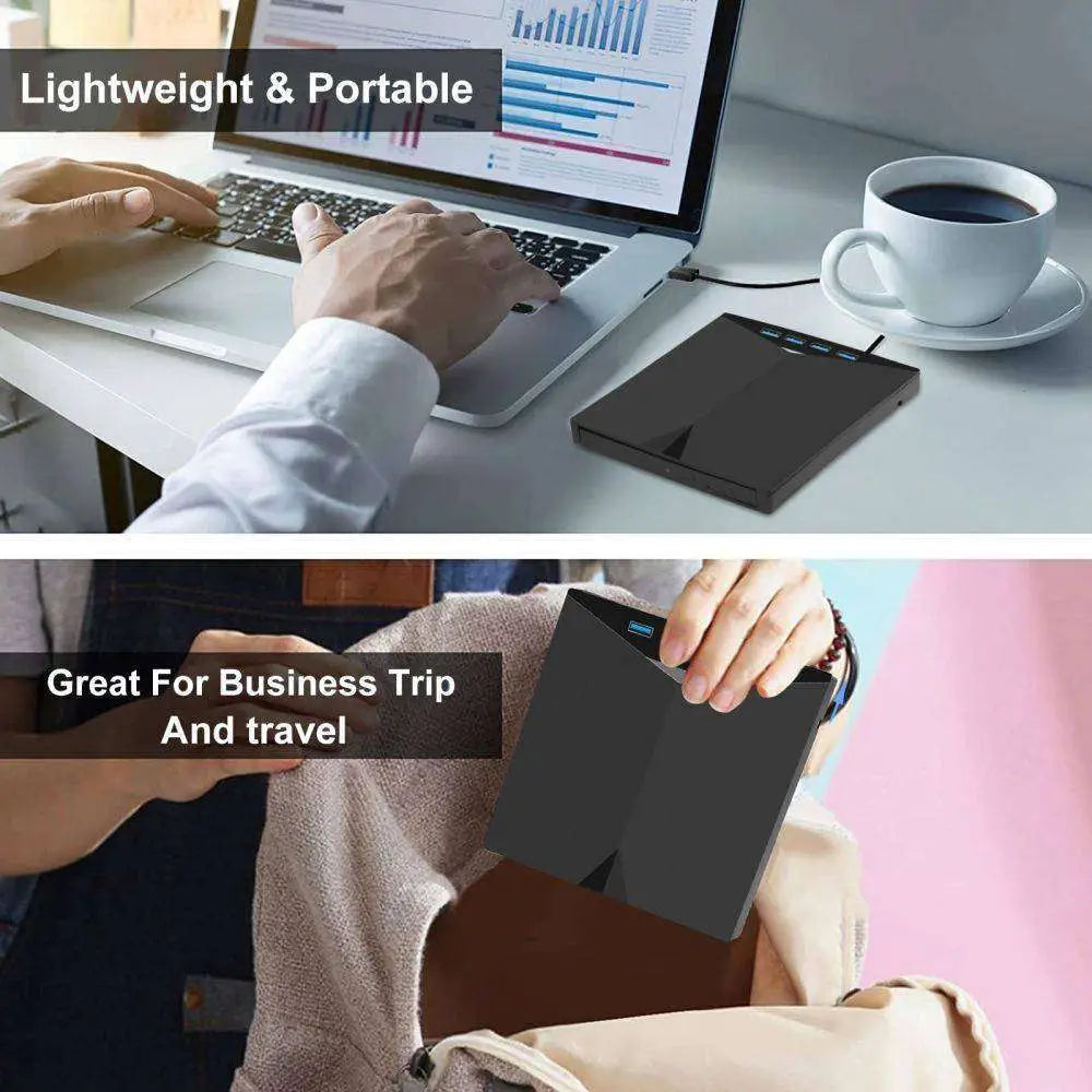 USB 3.0 Type C External CD DVD Drive with Ports