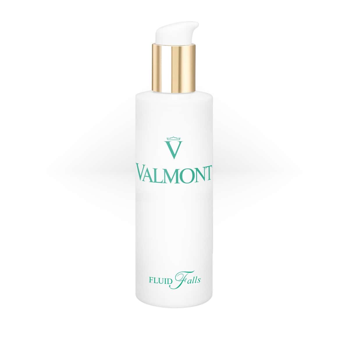 Valmont Purity Fluid Falls pump bottle with gold cap
