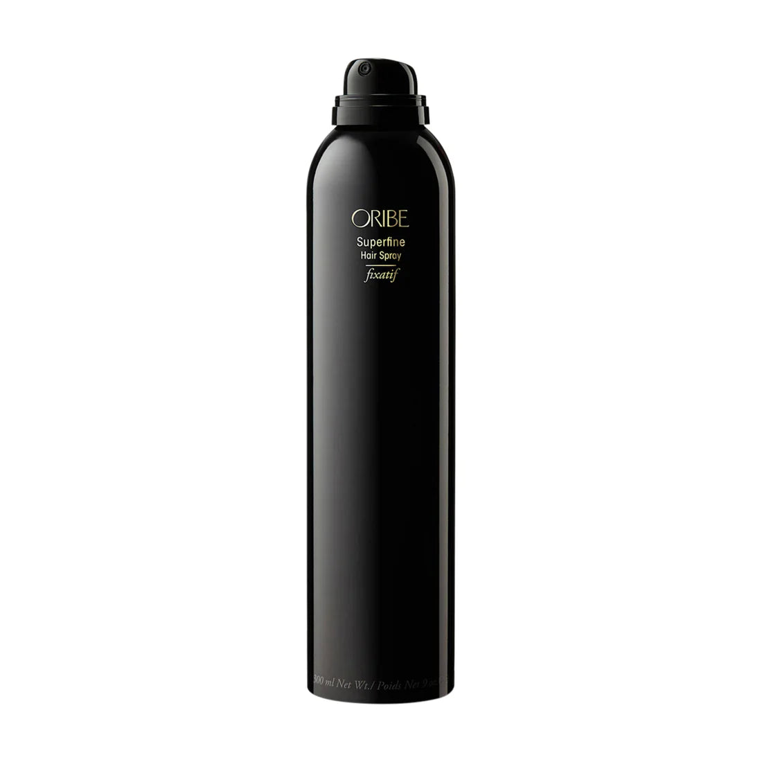 Oribe Superfine Hair Spray bottle with black pump nozzle, matte black finish