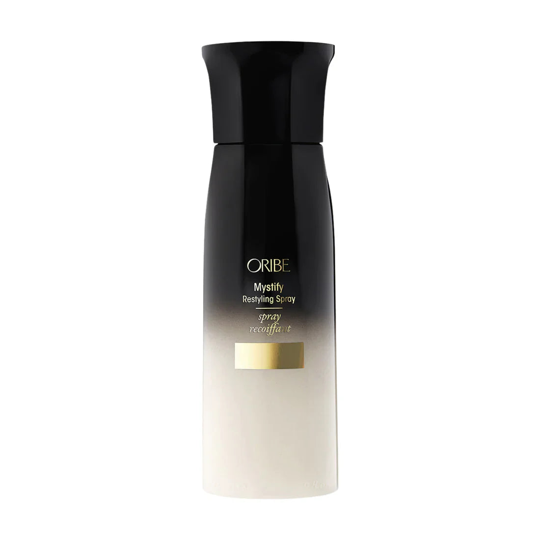 Oribe Mystify restyling spray bottle with black cap and white base