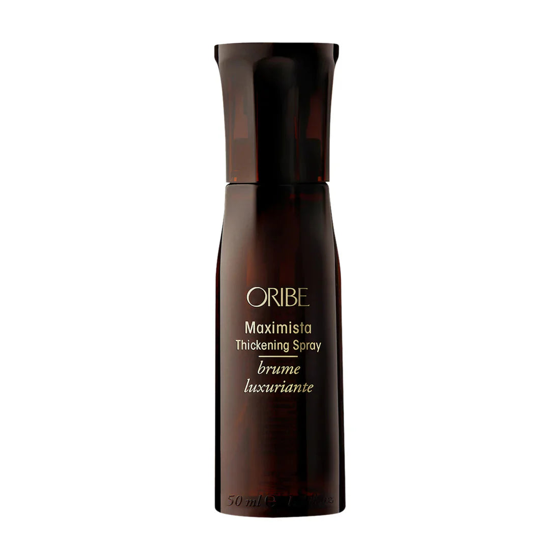 Oribe Maximista thickening spray bottle, dark brown with spray cap