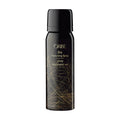 Oribe dry texturizing spray bottle, front label close-up, black & gold pattern