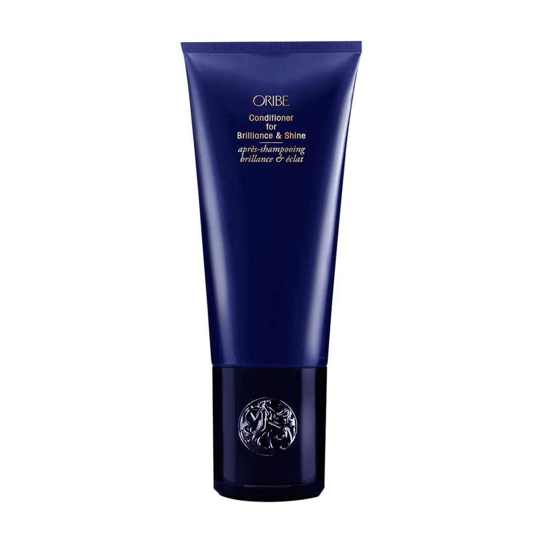 Oribe conditioner tube, dark blue with black cap and label