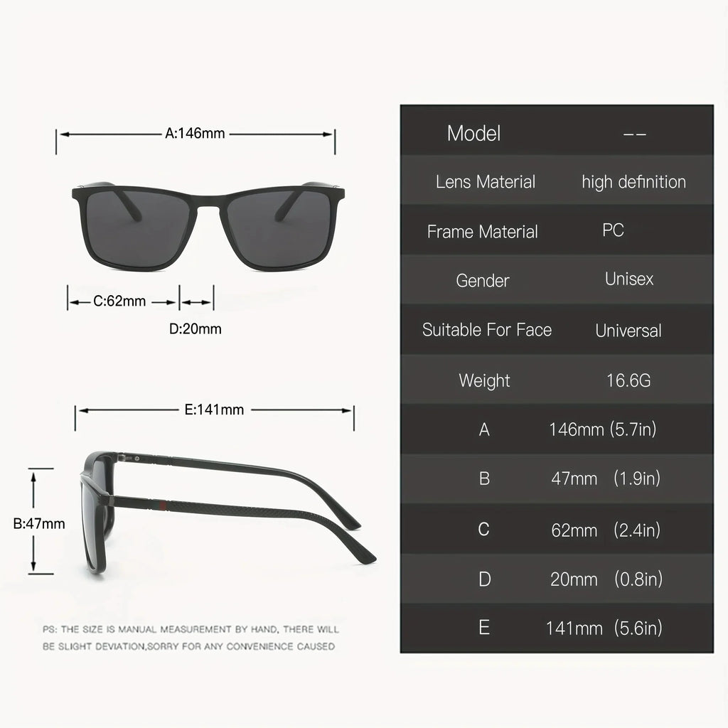 Square Polarized Sunglasses for Men 2 Pack | UV Protection Anti-Glare Mirror Shades