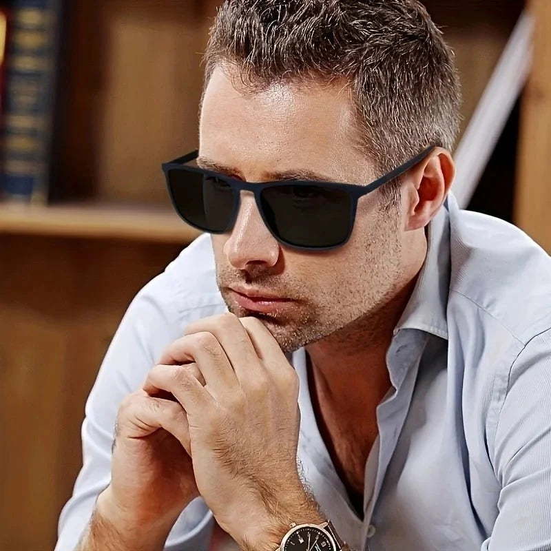 Square Polarized Sunglasses for Men 2 Pack | UV Protection Anti-Glare Mirror Shades