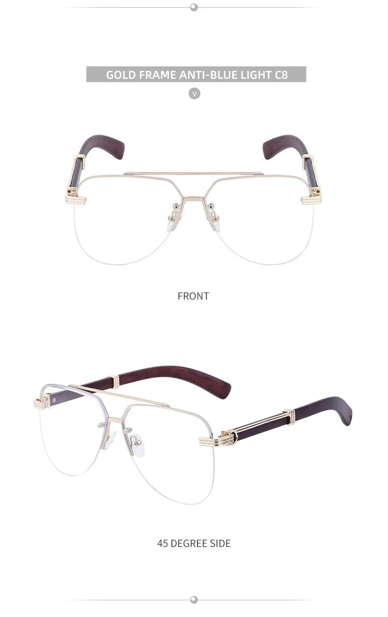Vintage Square Rimless Sunglasses | Frameless UV Protection Eyewear for Men