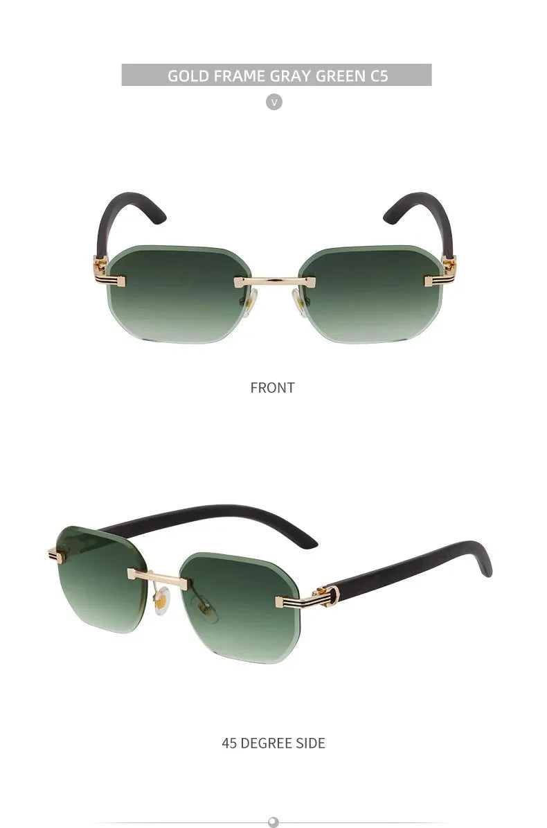 Vintage Square Rimless Sunglasses | Frameless UV Protection Eyewear for Men