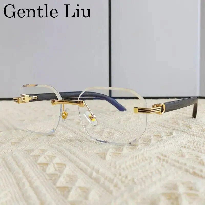 Vintage Square Rimless Sunglasses | Frameless UV Protection Eyewear for Men