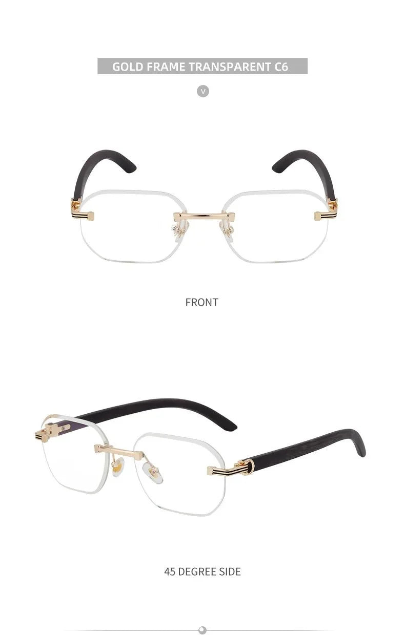 Vintage Square Rimless Sunglasses | Frameless UV Protection Eyewear for Men