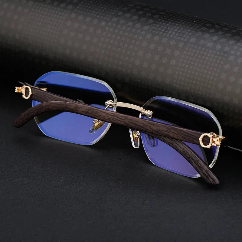 Vintage Square Rimless Sunglasses | Frameless UV Protection Eyewear for Men