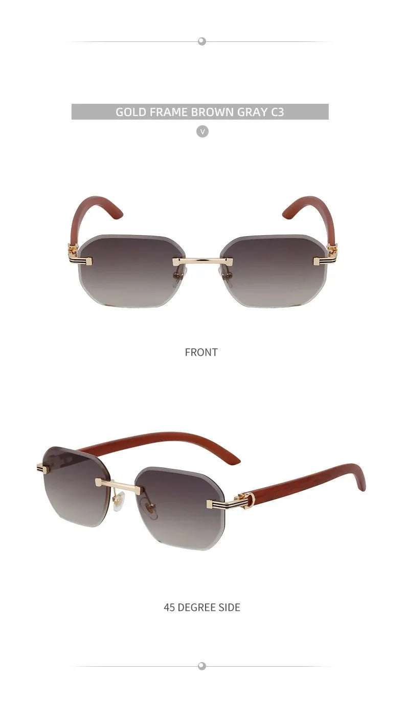 Vintage Square Rimless Sunglasses | Frameless UV Protection Eyewear for Men