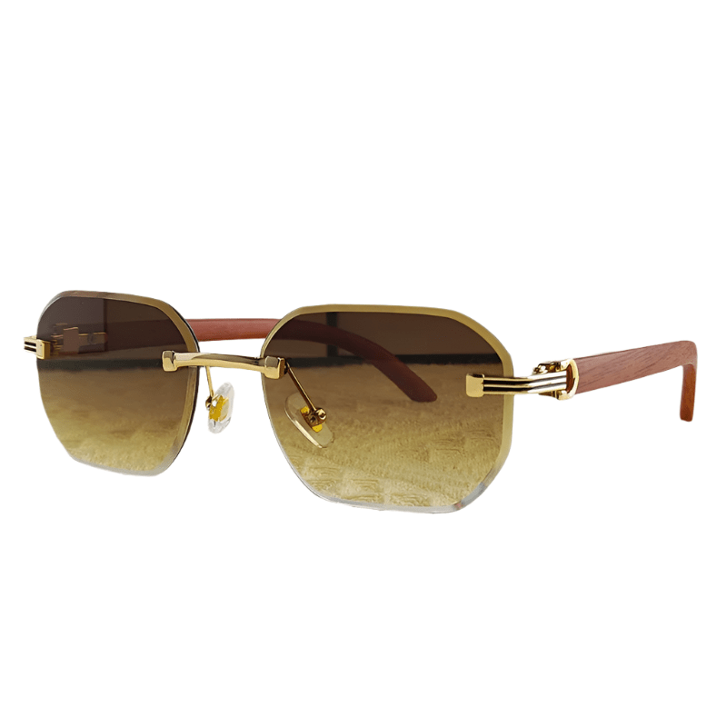 Vintage Square Rimless Sunglasses | Frameless UV Protection Eyewear for Men