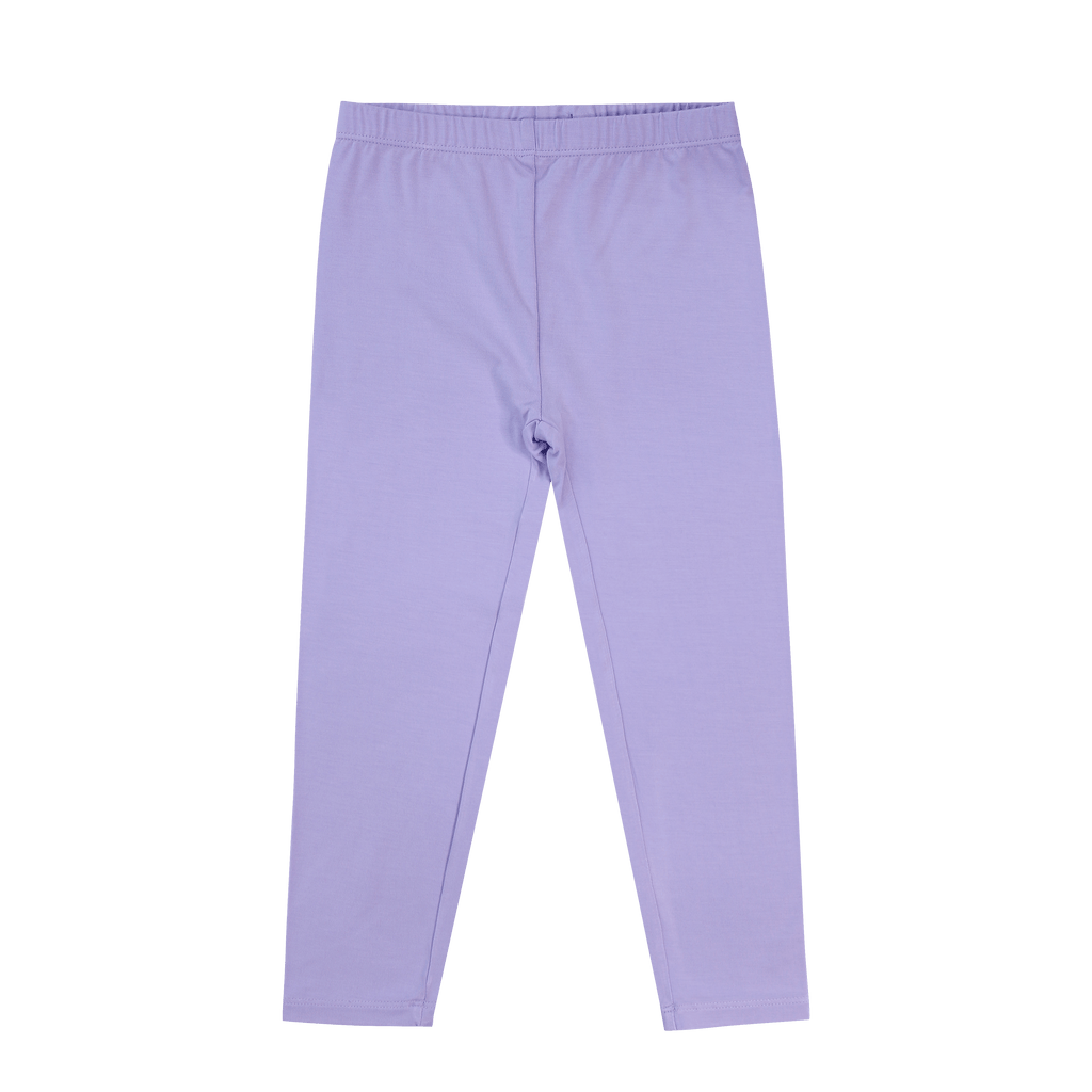 Girls' classic leggings in light violet, straight leg with elastic waistband