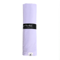 Lavender bamboo swaddle blanket, folded with black printed label band