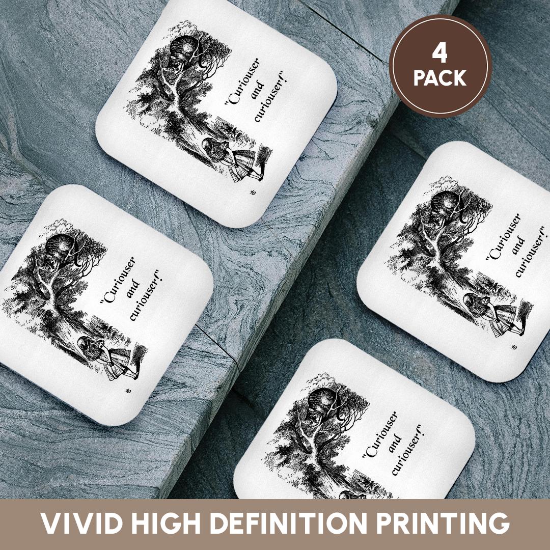 3dRose InspirationzStore Vintage Art - Curiouser and curiouser - Alice in Wonderland Lewis Carroll quote - Coasters (cst_193785)
