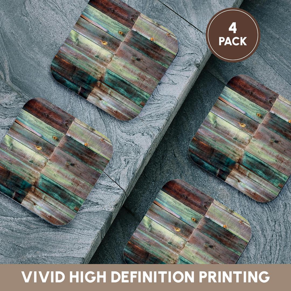 3dRose Anne Marie Baugh - Textures - Photograph Of Turquoise and Brown Distressed Wood - Coasters (cst_213532)